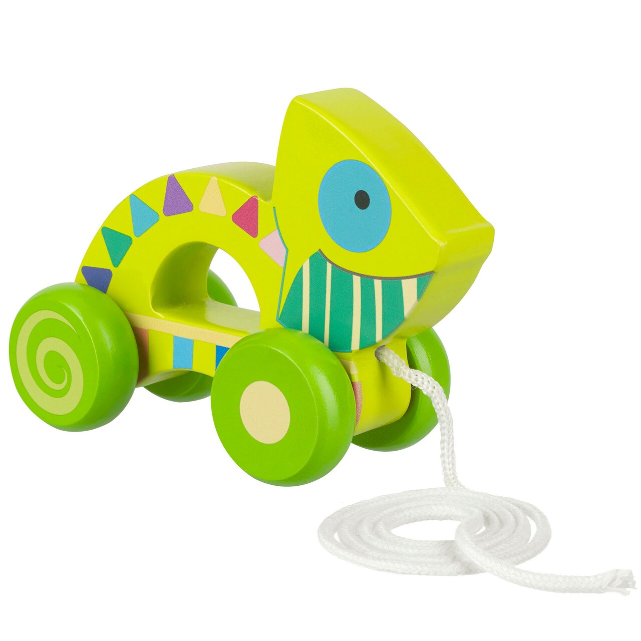 Orange Tree Toys: Pull Along: Chameleon - Wooden Toy, Colorful Wheeled Character, Encourage First Steps, FSC Certified, Toddler & Kids Ages 1+